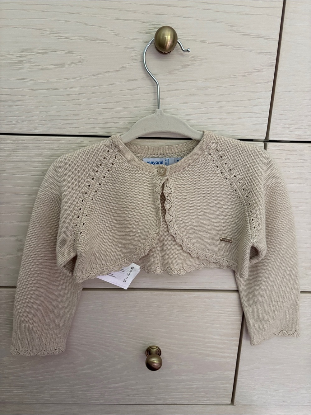 Mayoral Beige Knit Baby Bolero Cardigan 9M